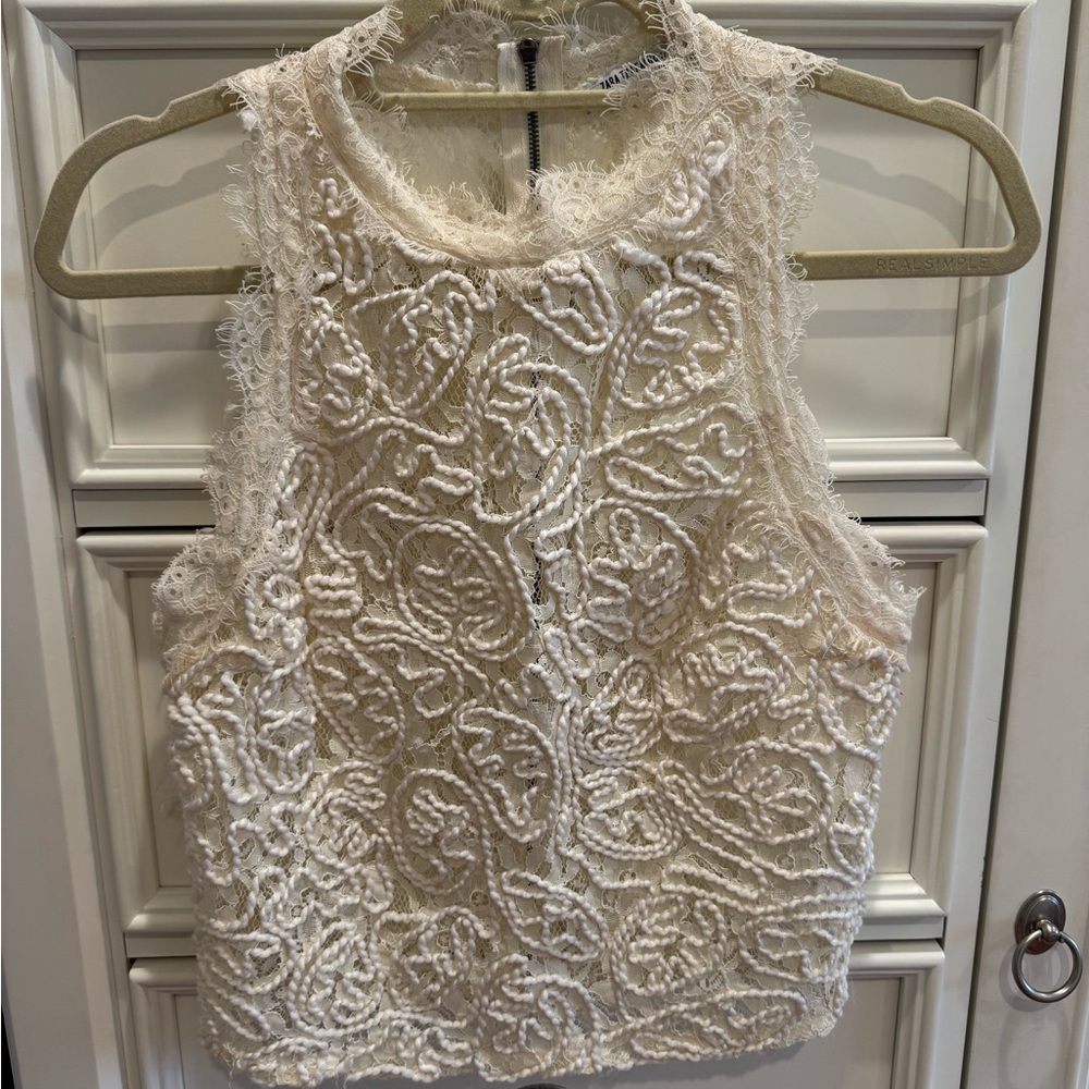 Zara Lace Tank Top - Cream